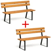 Ławki ogrodowe - Ławka parkowa STANDARD z oparciem 1+1 GRATIS, 1500 mm, limba - miniaturka - grafika 1