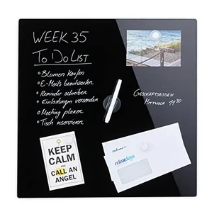 Relaxdays Tablica magnetyczna, do pisania, w zestawie 3 magnesy i długopis, zmywalna, bez ramki, szkło magnetyczne, 50 x 50 cm, czarna - Długopisy Relaxdays Tablica magnetyczna, do pisania, w zestawie 3 magnesy i długopis, zmywalna, bez ramki, szkło magnetyczne, 50 x 50 cm, czarna - Długopisy - miniaturka - grafika 1