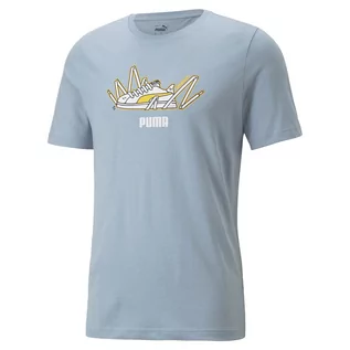 Koszulki sportowe męskie - Męska Koszulka PUMA SNEAKER GRAPHIC TEE BLUE WASH 67176479 – Niebieski - grafika 1