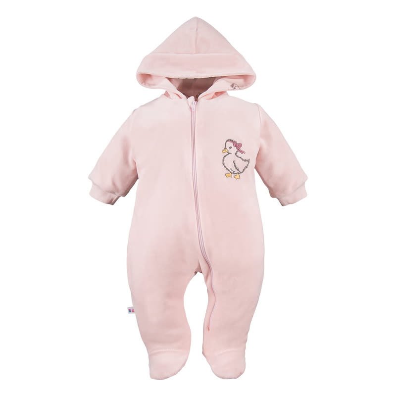 Kombinezon welurowy dziecięcy różowy z kaczuszką 56