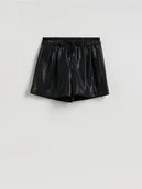 Spodenki damskie - Reserved - Szorty z imitacji skóry - czarny - miniaturka - grafika 1