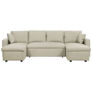 Beliani Sofa rozkładana tapicerowana beżowa SOMMEN - Sofy i kanapy - miniaturka - grafika 1