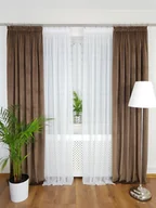 Zasłony - Zasłona welurowa - brązowa, zasłona na taśmie do salonu - miniaturka - grafika 1