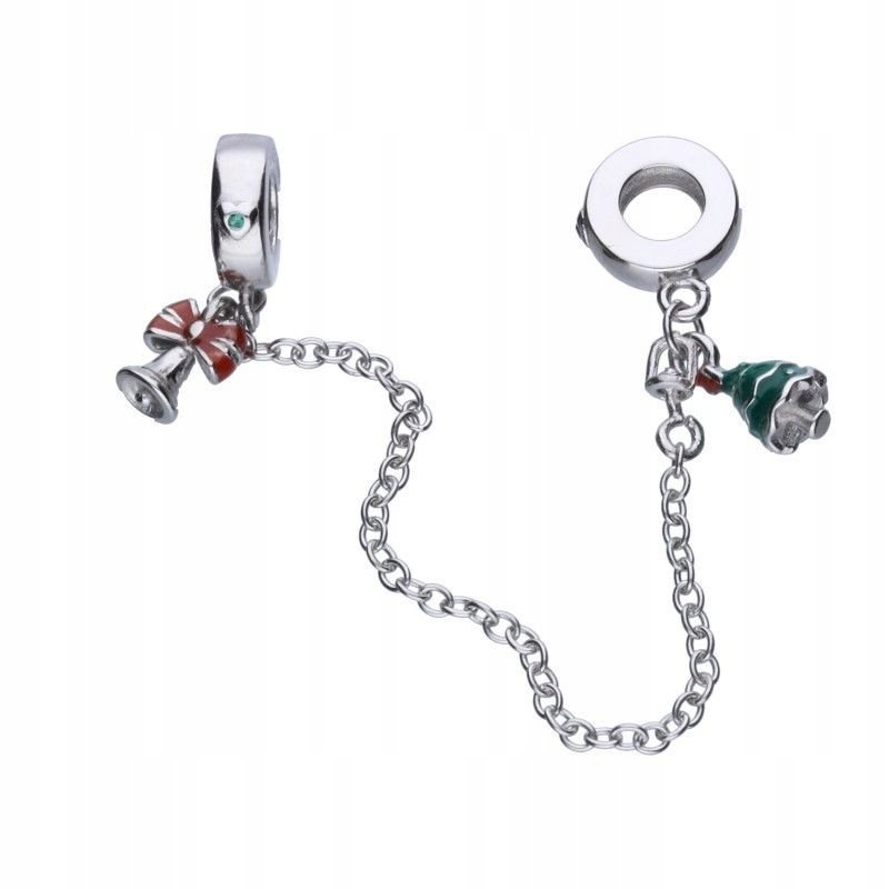 Srebrna zawieszka do bransoletki świąteczna z emalią i cyrkoniami 925 5x8mm
