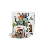 Serwisy do kawy i herbaty - FILIŻANKA ZE SPODKIEM DUO KOTY NA FOTELU NA PREZENT 230 ML - miniaturka - grafika 1