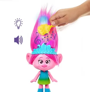Interaktywna lalka królewna Poppy Tęczowe Włosy Hairtunes z bajki Trolle 3 efekty świetlne, dźwiękowe dla dzieci 3+ zabawka oryginalna - Lalki dla dziewczynek - miniaturka - grafika 1