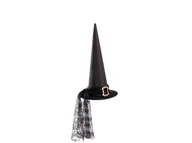 Halloween - Kapelusz czarownicy z woalem - 1 szt. - miniaturka - grafika 1
