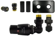 Zawory i kraniki - Zawór termostatyczny trójosiowy Master czarny mat prawy Pex All in One rozeta zespolona prostokątna - miniaturka - grafika 1