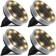 Lampy ogrodowe - Lampa solarna, lampa gruntowa LED, lampa ogrodowa, 8 diod LED, wodoodporna, [ciepłe białe światło], zestaw 4 sztuk - miniaturka - grafika 1