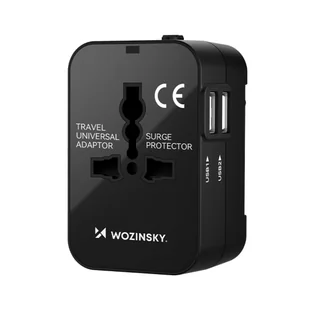 Adapter podróżny ładowarka uniwersalna 24W UE / US / AUS / UK / 2x USB-A - czarny WOZINSKY - Ładowarki do telefonów - miniaturka - grafika 1