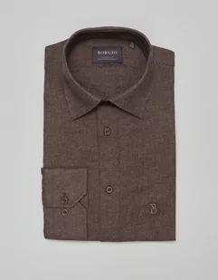 koszula contrada 00446 długi rękaw brąz classic fit - Koszule męskie - miniaturka - grafika 1