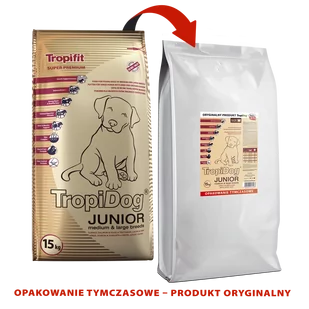 Tropidog Super Premium Junior Medium&Large Turkey&Salmon&Eggs 15 kg - Sucha karma dla psów - miniaturka - grafika 1