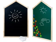 Tablice i flipcharty - Drewniana Duża TABLICA DWUSTRONNA Kredowa Magnetyczna DOMEK do Zawieszenia - miniaturka - grafika 1