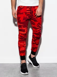 Spodnie męskie dresowe - czerwone/moro P820 - Spodnie męskie - miniaturka - grafika 3