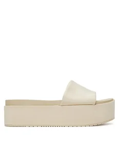 Calvin Klein Jeans Klapki Flatform Sandal Slide In Nylon YW0YW01791 Écru - Klapki i japonki damskie - miniaturka - grafika 1