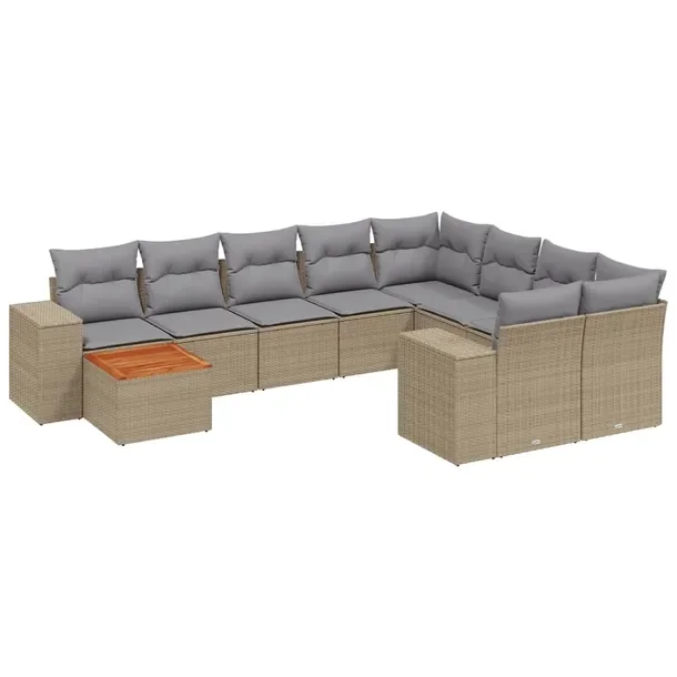 Zestaw mebli ogrodowych modułowych beżowy rattan PE z poduszkami 62x62x69