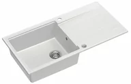 Zlewozmywaki - Quadron Zlewozmywak granitowy jednokomorowy 100x50x21,5 cm z ociekaczem EVAN 146 XL GRANITEQ SNOW WHITE ze stalowym odpływem - miniaturka - grafika 1