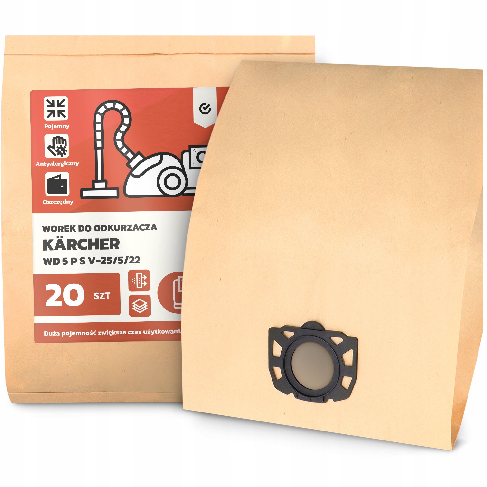 20x Worek do Odkurzacza Kärcher Wd 5 P S V-25/5/22 Pojemny Torba Worki 2A-W