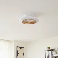 Wentylatory sufitowe - Lindby Wentylator sufitowy LED Mamuti, w kolorze drewna, cichy, 55 cm - miniaturka - grafika 1