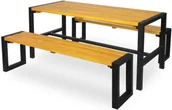 Meble ogrodowe - Komplet nowoczesnych mebli ogrodowych stół i 2 ławki C9-L33 - miniaturka - grafika 1