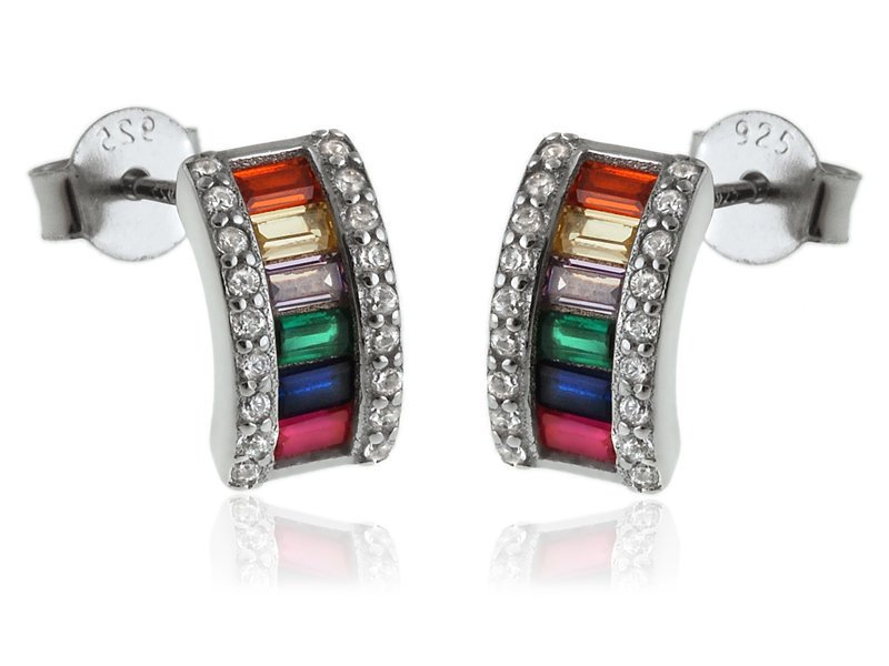 Kolczyki srebrne kolorowe cyrkonie k3238