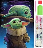 Zabawki kreatywne - Haft diamentowy 5D Baby Yoda Star Wars mozaika zestaw 30x40cm - miniaturka - grafika 1