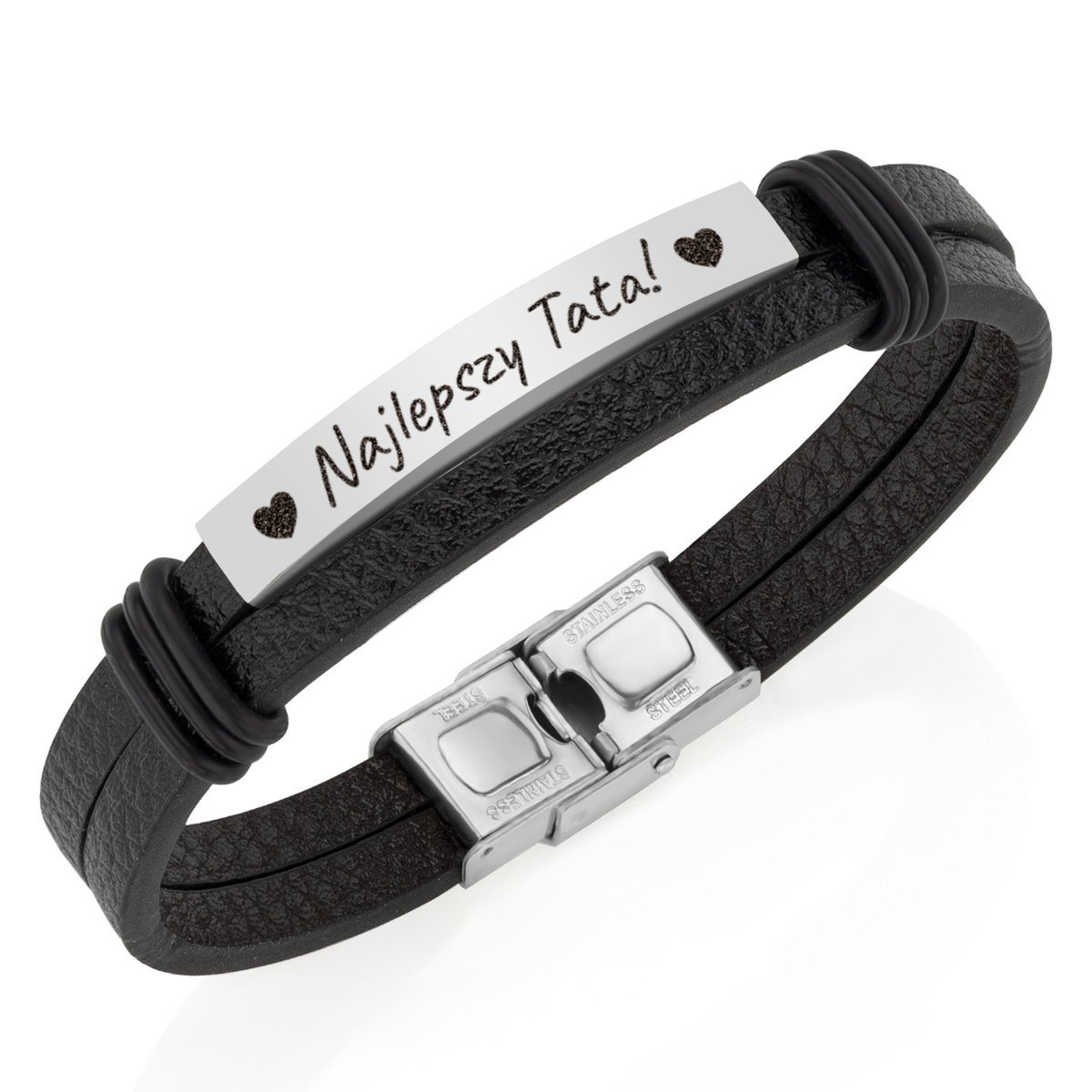 Bransoletka Skórzana Męska z Grawerem Prezent na Dzień Ojca dla Taty