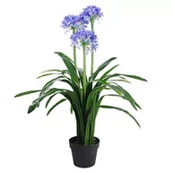 Sztuczne kwiaty - Leaf 90 cm Premium sztuczny agapanthus z doniczką niebieska, jedwab, LEAF-7284 - miniaturka - grafika 1
