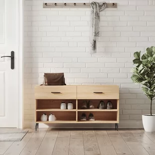vidaXL Ławka z miejscem na buty, dąb sonoma, 102x35x55 cm - Wieszaki i stojaki - miniaturka - grafika 1