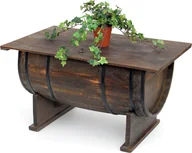Ławy i stoliki kawowe - DanDiBo stolik kawowy pokój dzienny vintage przepołowiona beczka na wino 5084-H 80cm drewniany stolik boczny stojak na wino barek beczka - miniaturka - grafika 1