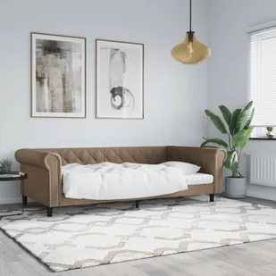 vidaXL Sofa z funkcją spania, cappuccino, 100x200 cm, sztuczna skóra - Sofy i kanapy - miniaturka - grafika 1