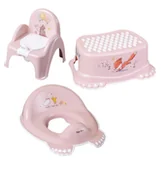 Nocniki - Zestaw NOCNIK krzesełko GRAJĄCY podnóżek NAKŁADKA leśna opowieść różowy - miniaturka - grafika 1