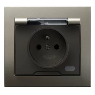 Ospel Kier satyna gniazdo bryzgoszczelne +0 GPH-1WZ/45/d GPH-1WZ/45/d - Gniazdka elektryczne - miniaturka - grafika 1