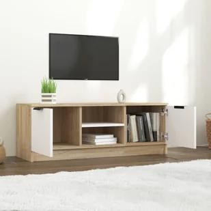 Lumarko Szafka pod telewizor, biel i dąb sonoma, 102x35x36,5 cm - Szafki RTV - miniaturka - grafika 7
