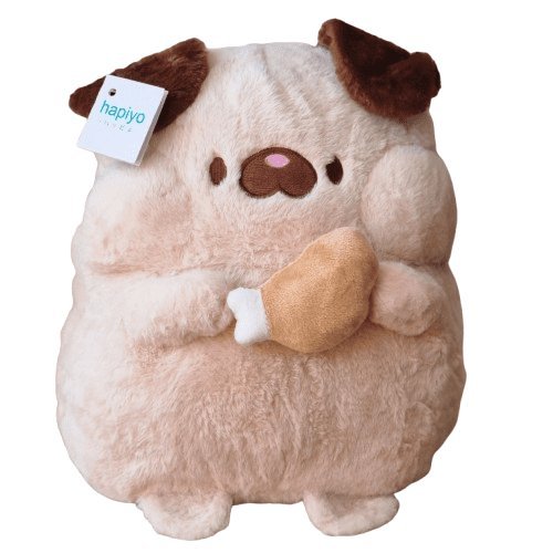 Maskotka pluszak piesek kulka mops z mięskiem 33 cm