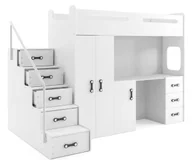 Łóżka dla dzieci i młodzieży - Białe dziecięce łóżko z szafą i biurkiem pod spodem S7-E43 - miniaturka - grafika 1