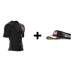 COMPRESSPORT koszulka biegowa kompresyjna Trail Running Postural SS Top + COMPRESSPORT Daszek Ultralight Visor - Koszulki sportowe męskie - miniaturka - grafika 1