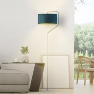 Lampy stojące - Metalowa lampa podłogowa z welurowym abażurem, Lysne, Tesallia Velur, Zieleń butelkowa - miniaturka - grafika 1