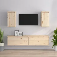 Szafki RTV - Lumarko Szafki pod TV, 4 szt., lite drewno sosnowe - miniaturka - grafika 1