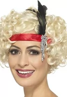 Dodatki do strojów karnawałowych - Smiffys damskie Satin Charleston opaska na włosy, One Size, OS, czerwony 48069 - miniaturka - grafika 1