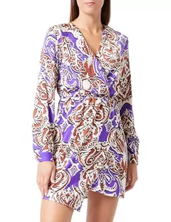 Sukienki - Sisley Sukienka damska, Beżowy/Brązowy/Fioletowy wzór 61 W, 38 - grafika 1