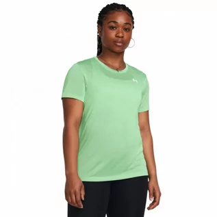 Koszulki sportowe damskie - Damska koszulka treningowa Under Armour Tech SSC- Twist - zielona - UNDER ARMOUR - grafika 1