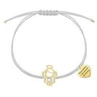 Biżuteria dla dzieci - Bransoletka z Aniołkiem srebro pozłacane sznurek - miniaturka - grafika 1