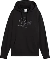 Bluzy damskie - Bluza damska Puma Ess Script Comfort Hoodie czarna 684983 01 L - miniaturka - grafika 1