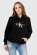 Bluzy damskie - CALVIN KLEIN JEANS Czarna bluza damska z kapturem - Calvin Klein - miniaturka - grafika 1