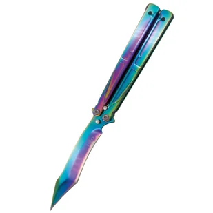 Nóż składany motylek Third Balisong Rainbow Stainless Steel, Rainbow 420 (K2805W) - Noże - miniaturka - grafika 1