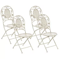 Meble ogrodowe - Shumee Zestaw 4 krzeseł ogrodowych metalowy złamana biel BIVIO - miniaturka - grafika 1