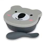 Zestawy naczyń dla dzieci - Tum Tum, Miseczka Z Przyssawką i Łyżeczką, szary - miniaturka - grafika 1