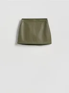 Spodenki damskie - Reserved - Spódnico-szorty z imitacji skóry - ciemnozielony - miniaturka - grafika 1