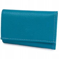Etui na klucze - Etui Portfel Na Klucze Kluczyki Pieniądze Karty Skóra Naturalna Błękitne - miniaturka - grafika 1